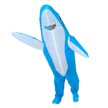 Unisex Funny Inflatable Shark Cosplay Costume Suit Adult Fancy Dress Performance Clothes Halloween Carnival Theme Party