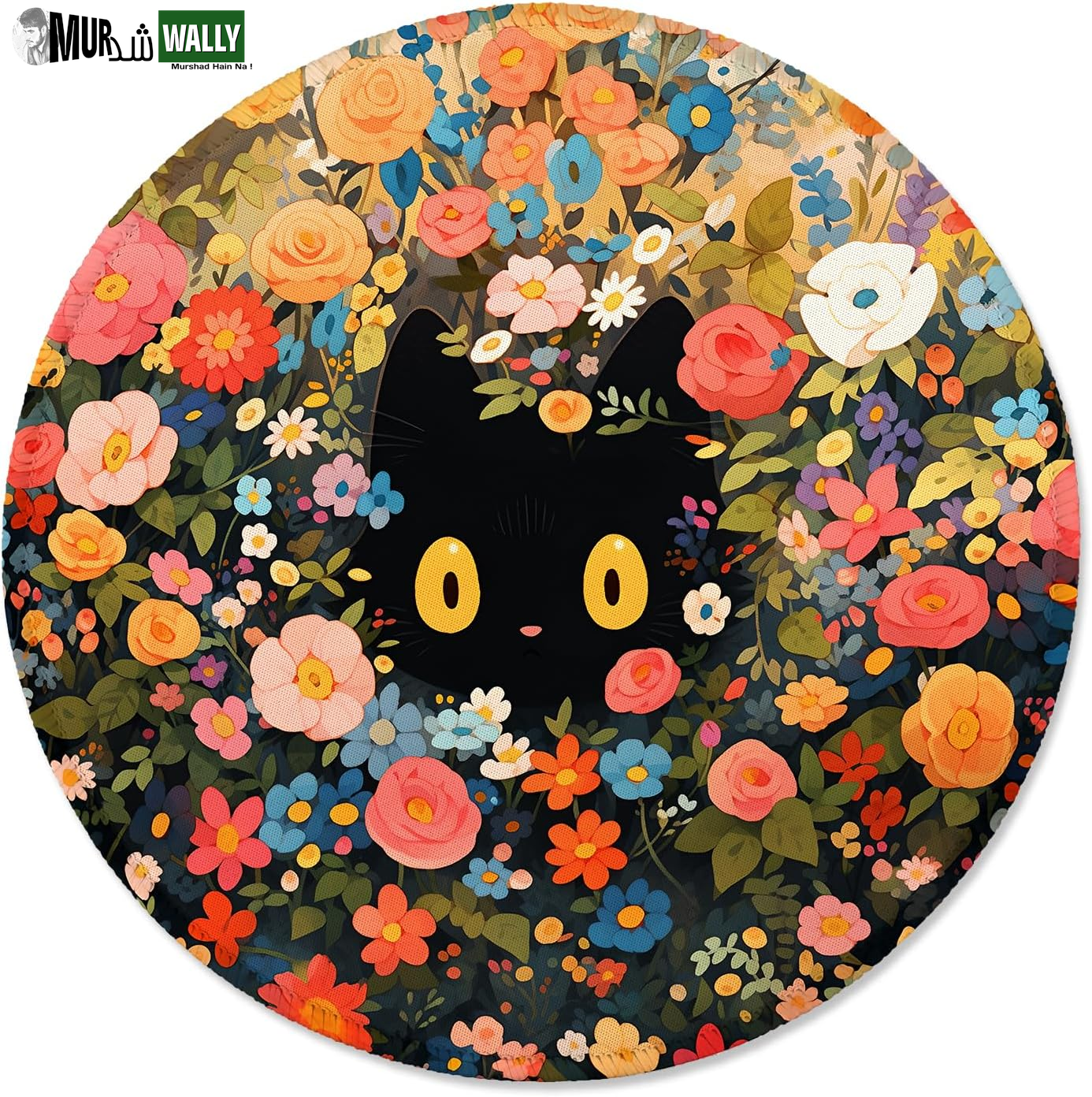 ITNRSIIET round Mouse Pad with Stitched Edge Premium-Textured Waterproof Non-Slip Rubber Base Desktop Protection Mat Diameter 8.7 Inches, Art Style Pattern
