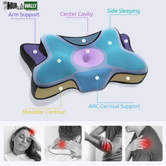 Contour Memory Foam Cervical Pillows for Pain Relief Sleeping,Ergonomic Orthopedic Neck Bed Pillow with Covers Queen Size 26"Lx14.6"Wx5.1"H
