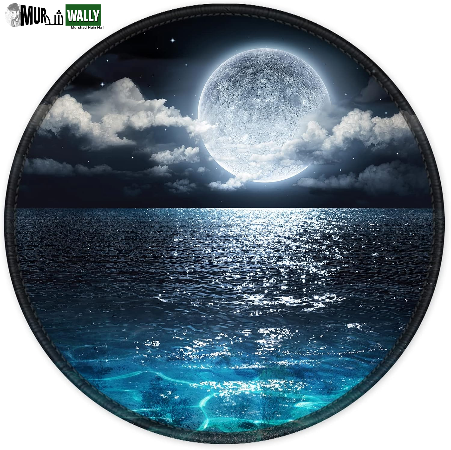 ITNRSIIET round Mouse Pad with Stitched Edge Premium-Textured Waterproof Non-Slip Rubber Base Desktop Protection Mat Diameter 8.7 Inches, Art Style Pattern