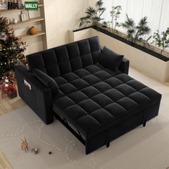 Loveseat Convertible Sleeper Sofa Bed, Black