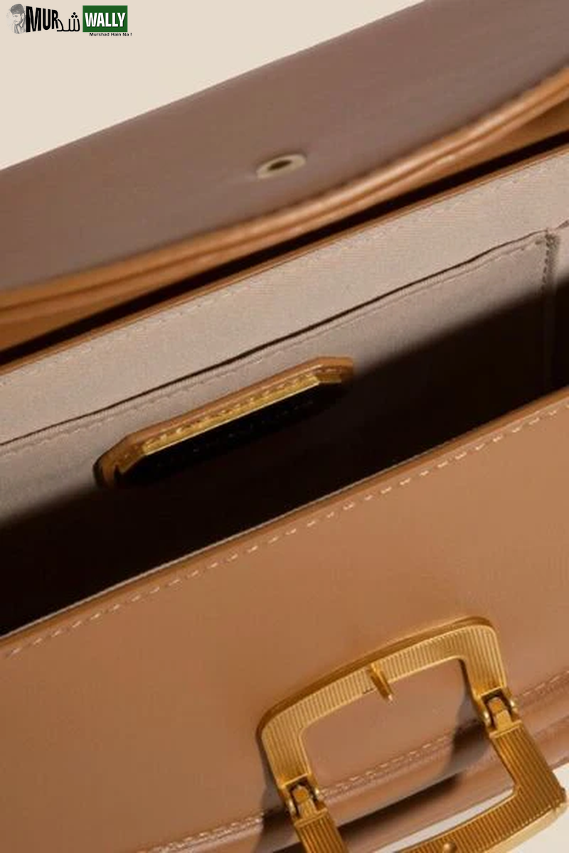 Fame Buckle Closure Crescent Faux Leather Crossbody Bag