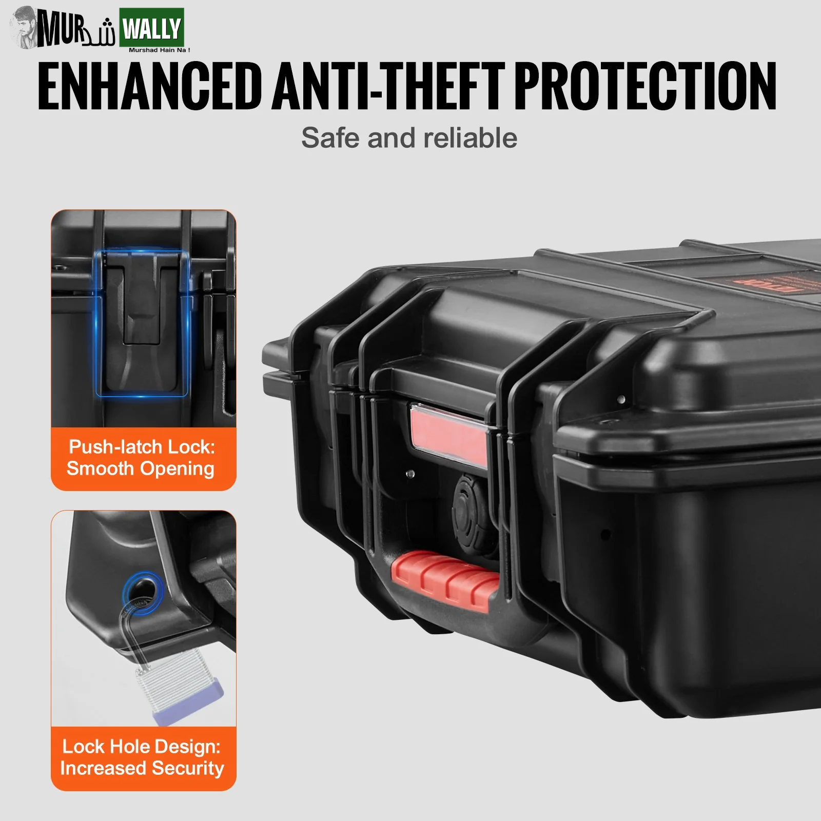 VEVOR 0.56 Cu.Ft Weatherproof Hard Case with Handle Clips Padlock Holes PU Foam Protect Pistol, Microphone, and Camera Equipment