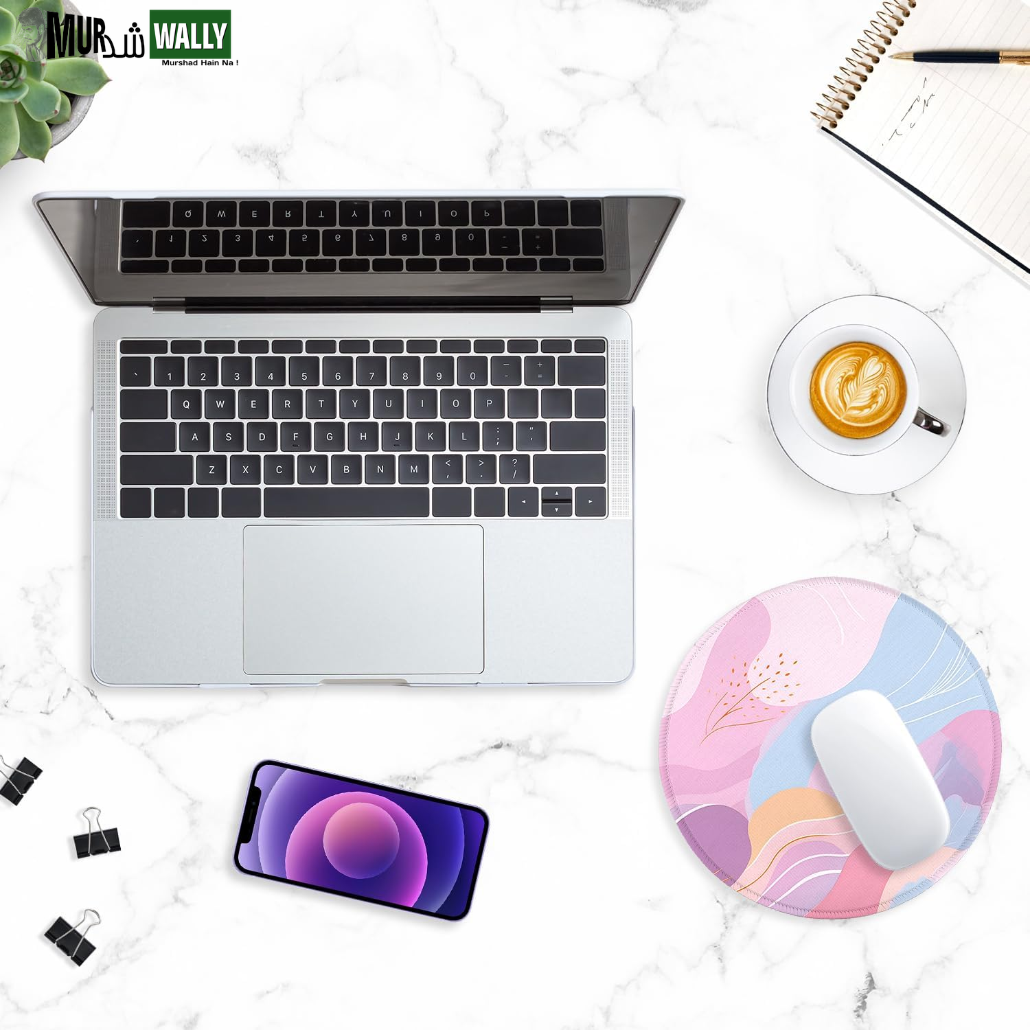 ITNRSIIET round Mouse Pad with Stitched Edge Premium-Textured Waterproof Non-Slip Rubber Base Desktop Protection Mat Diameter 8.7 Inches, Art Style Pattern