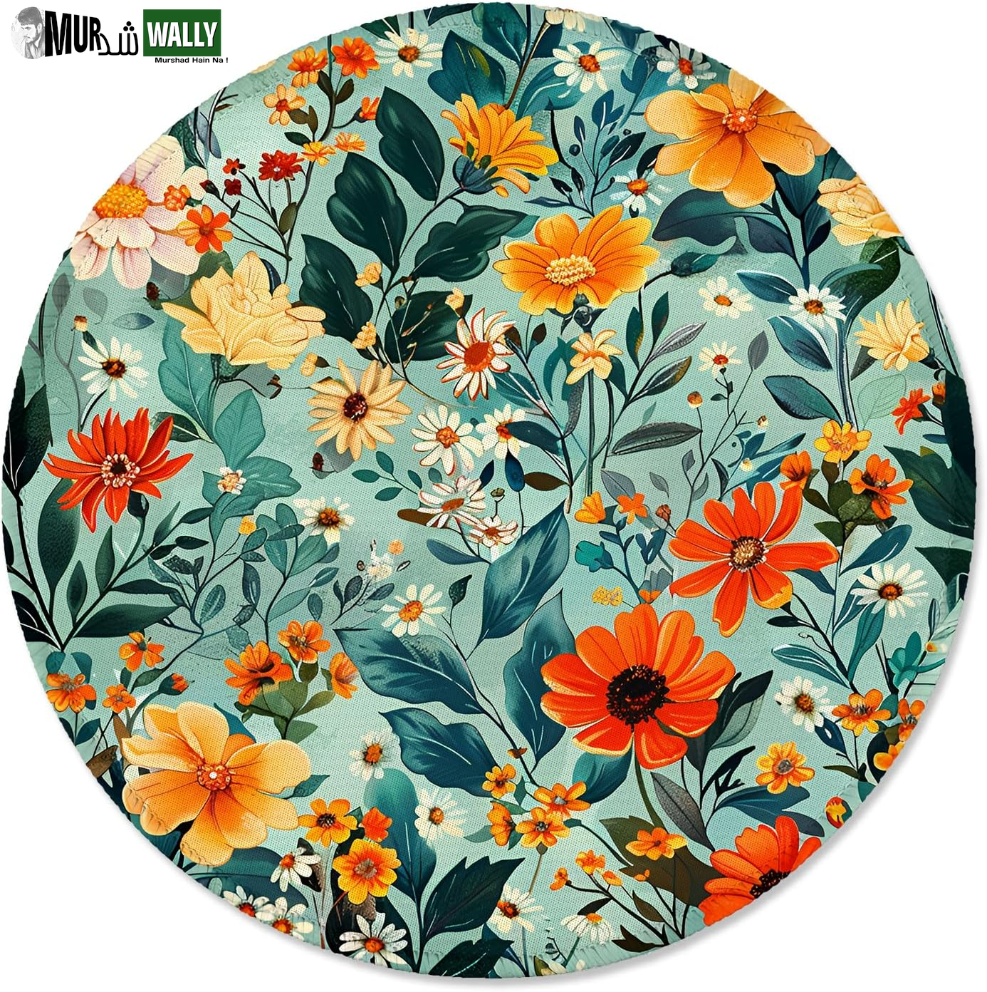 ITNRSIIET round Mouse Pad with Stitched Edge Premium-Textured Waterproof Non-Slip Rubber Base Desktop Protection Mat Diameter 8.7 Inches, Art Style Pattern
