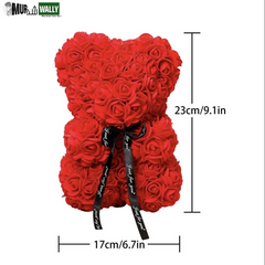 HOT Valentines Day Gift 25Cm Red Rose Teddy Bear Rose Flower Artificial Decorati