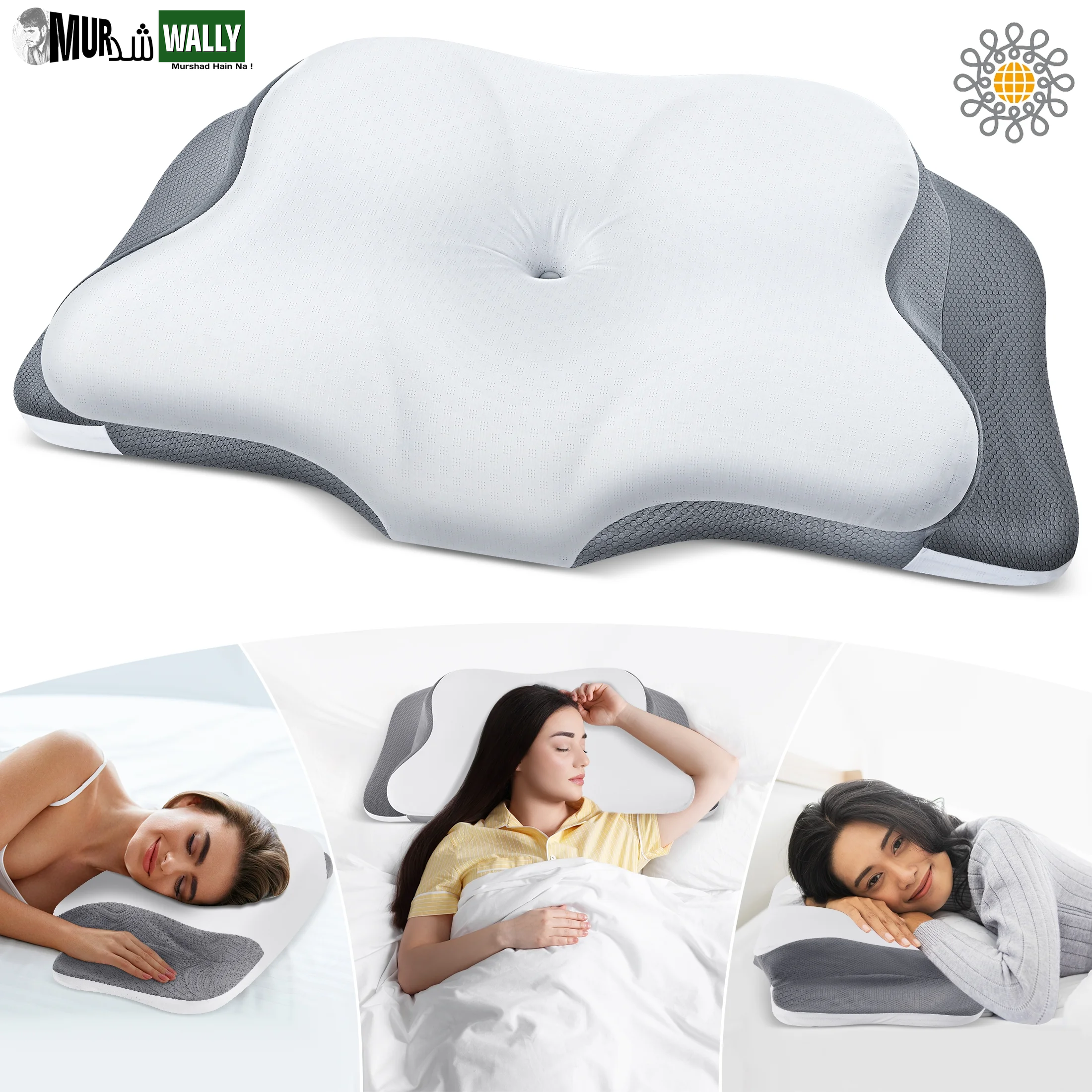Contour Memory Foam Cervical Pillows for Pain Relief Sleeping,Ergonomic Orthopedic Neck Bed Pillow with Covers Queen Size 26"Lx14.6"Wx5.1"H