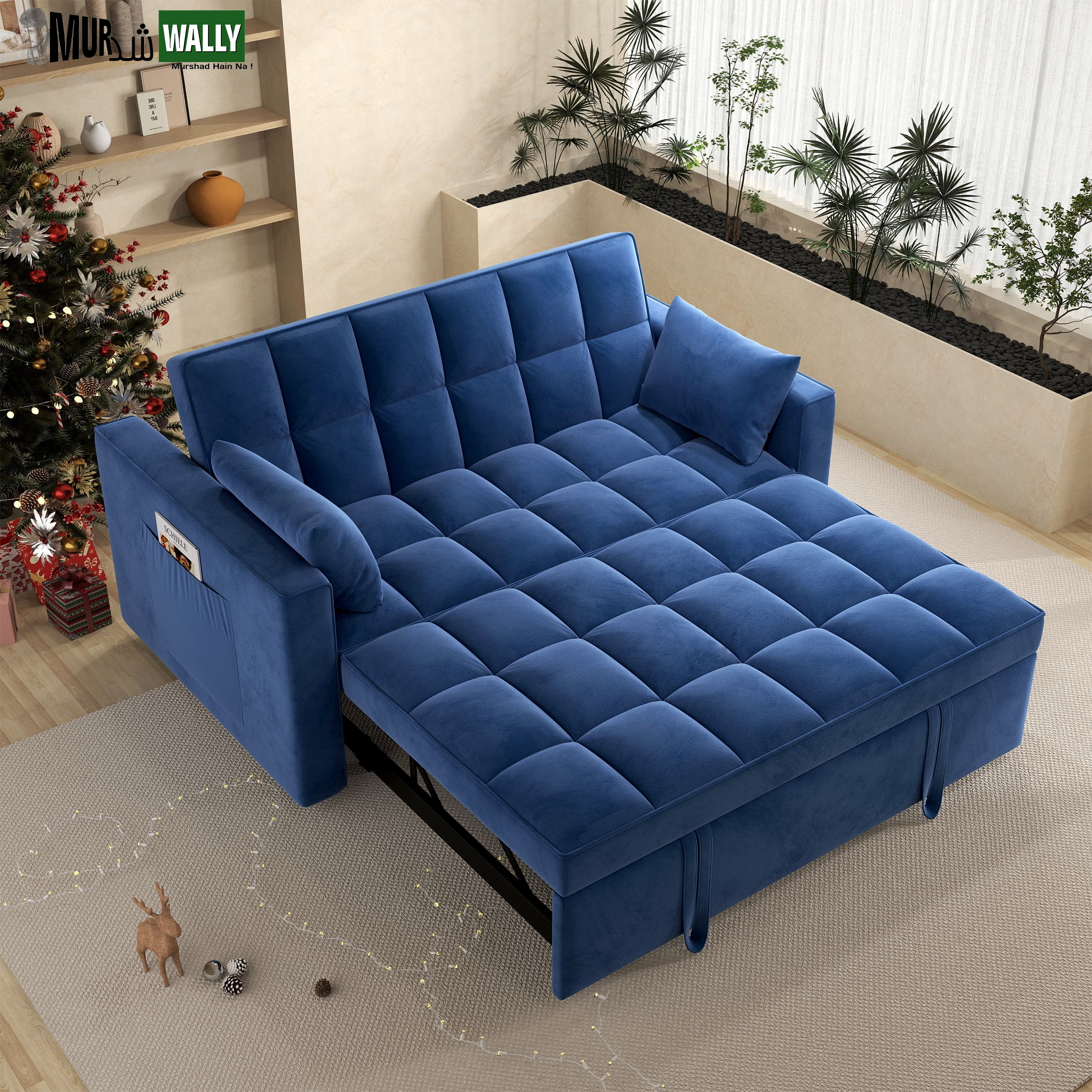 Loveseat Convertible Sleeper Sofa Bed, Black