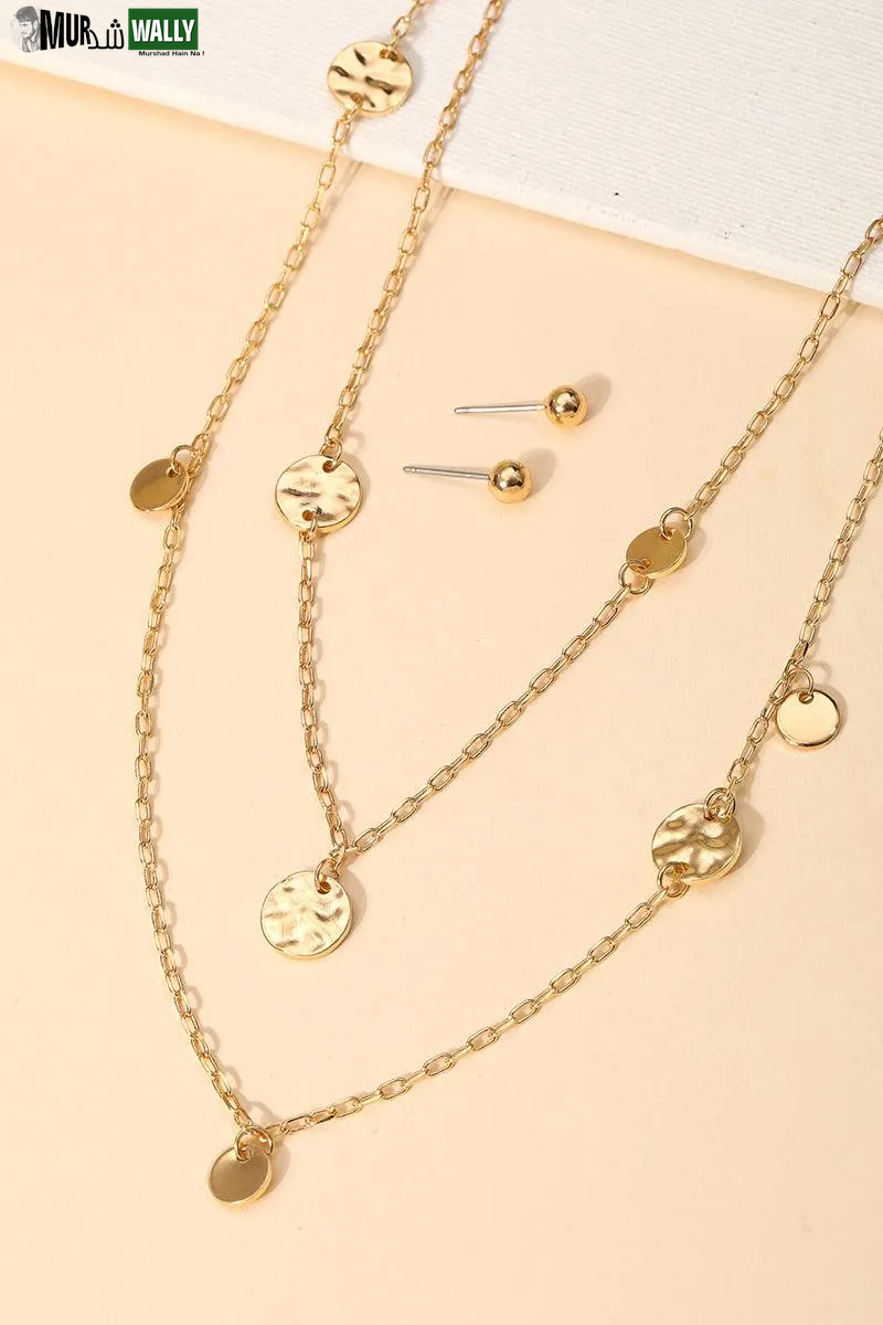 Layered Chain Coin Station Necklace Ball Jewelry Sets