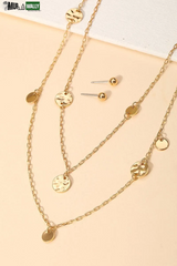 Layered Chain Coin Station Necklace Ball Jewelry Sets