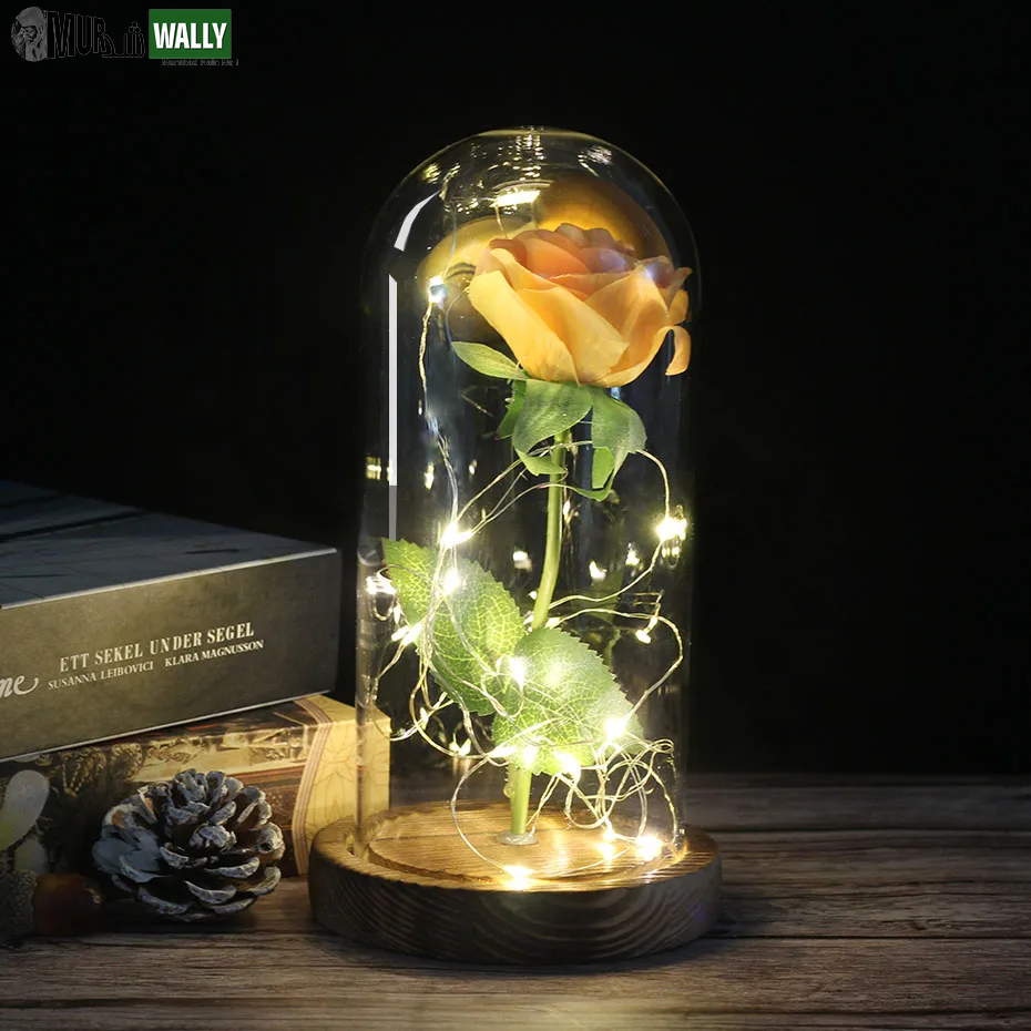 Beauty and the Beast Rose Rose in LED Glass Dome Forever Rose Red Rose Valentine'S Day Mother'S Day Special Romantic Gift