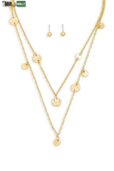 Layered Chain Coin Station Necklace Ball Jewelry Sets