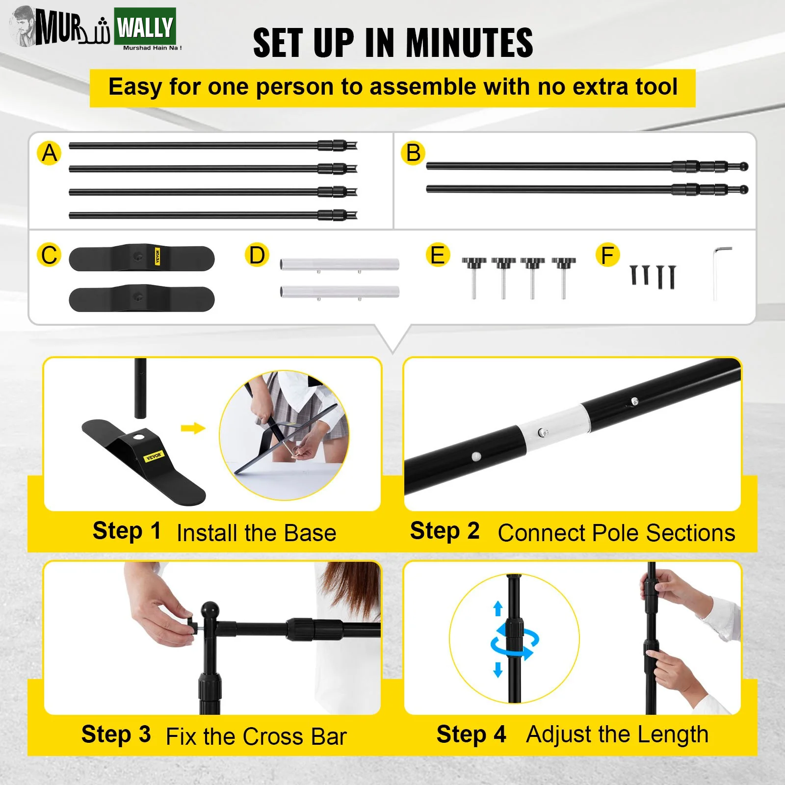VEVOR Telescopic Backdrop Banner Stand 8' X 8' Banner Stand Adjustable Step and Repeat Backdrop Banner Stand Retractable Banner Stand with Carrying Bag (8 Ft)
