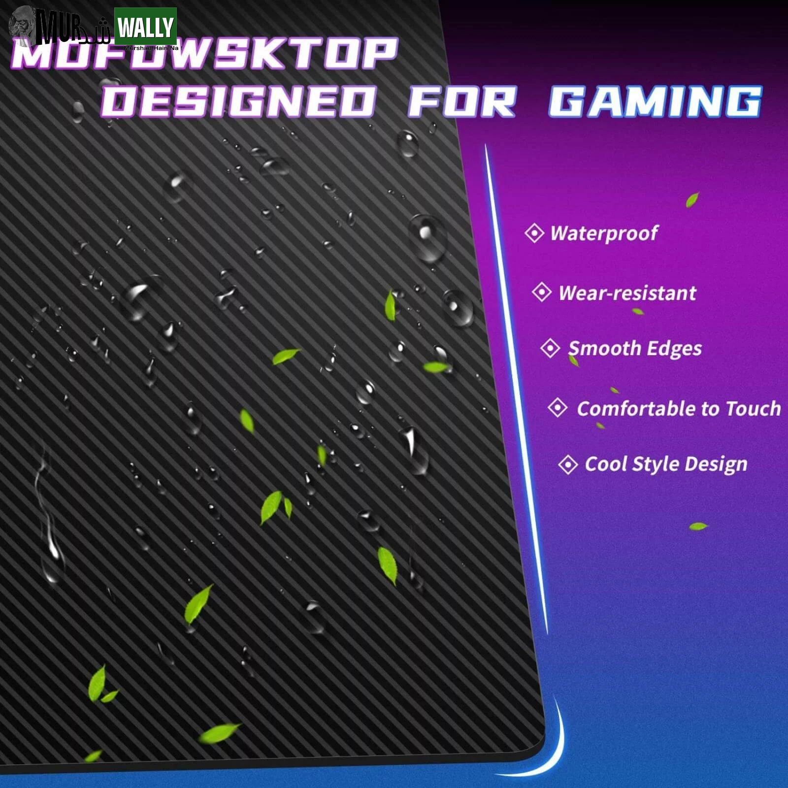 47 Inch Z-Shaped Gaming Desk, PC Computer Table Home Office Desk Ergonomic Gamer Workstation with Headphone Hook, Blue