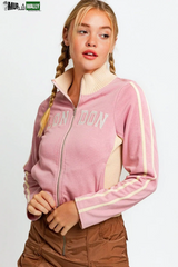 Long Sleeve Mock Neck "London" Embroidered Jacket