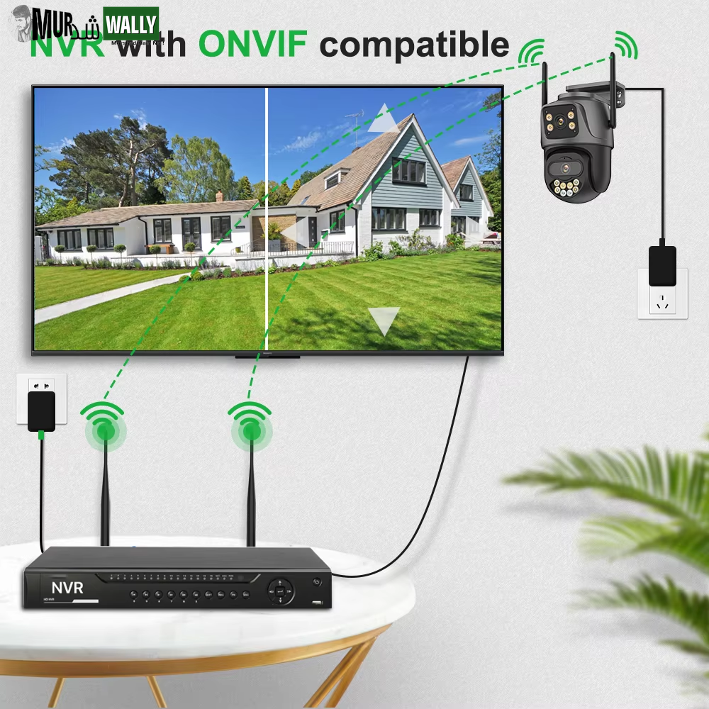 External Wifi PTZ Camera Dual Lens 4K 8MP HD Outdoor IP Camera 4MP Auto Tracking Security Protection CCTV Surveillance Icsee P2P