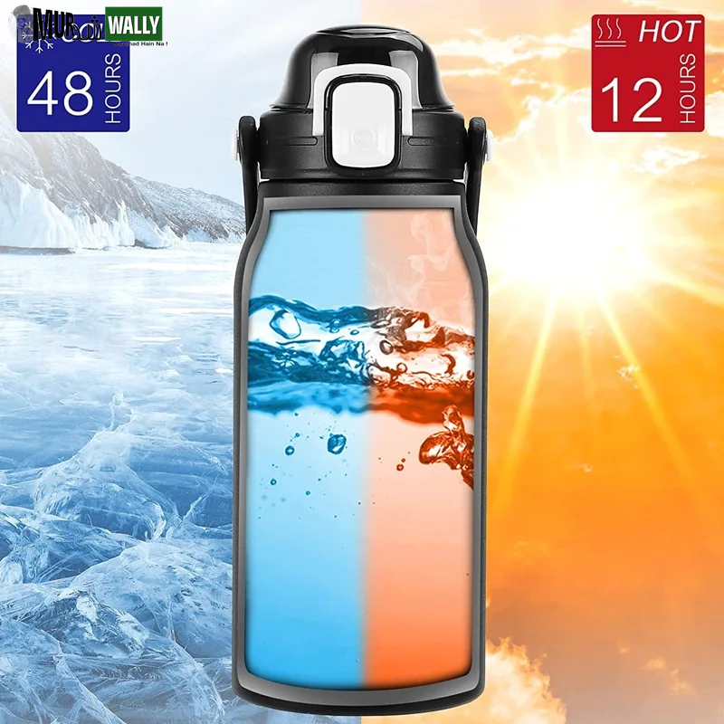 2L Tumbler Thermo Bottle Large Capacity with Straw Stainless Steel Thermal Water Bottle Cold and Hot Thermo Cup Vacuum Flask Gym