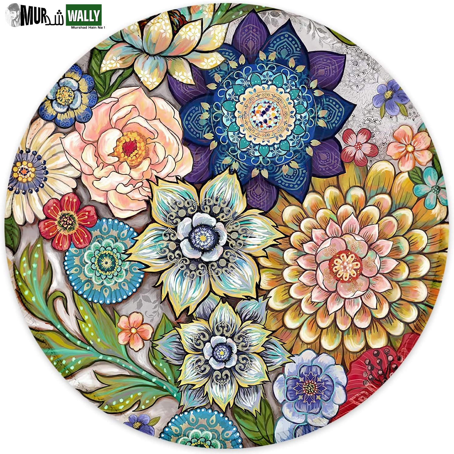 ITNRSIIET round Mouse Pad with Stitched Edge Premium-Textured Waterproof Non-Slip Rubber Base Desktop Protection Mat Diameter 8.7 Inches, Art Style Pattern