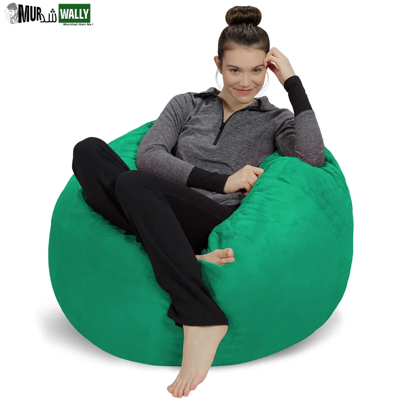 Bean Bag Chair - 3 Ft Shredded Foam Filled round Pouf Chair - Plush, Ultra Soft Memory Foam Filled Bean Bag Chair with Microsuede Cover - Stuffed Foam Filled Furniture and Accessories for Dorm Room