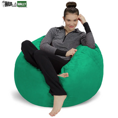 Bean Bag Chair - 3 Ft Shredded Foam Filled round Pouf Chair - Plush, Ultra Soft Memory Foam Filled Bean Bag Chair with Microsuede Cover - Stuffed Foam Filled Furniture and Accessories for Dorm Room