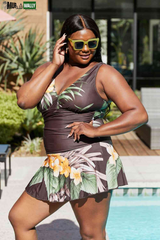 Marina West Swim Dress Aloha Brown - Full Size Clear Waters Swim Dress