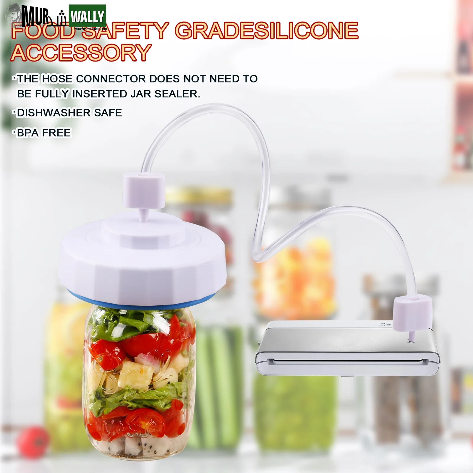 Electric Mason Jar Vacuum Sealer, Food Saver Vacuum Machine for Wide & Regular Mouth Jar, for Food Storage and Fermentation