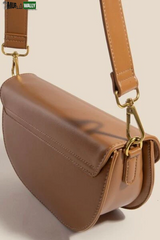 Fame Buckle Closure Crescent Faux Leather Crossbody Bag