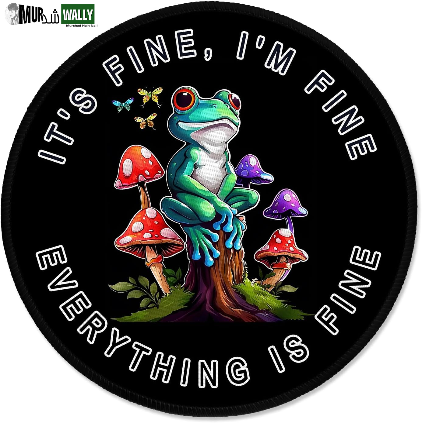 ITNRSIIET round Mouse Pad with Stitched Edge Premium-Textured Waterproof Non-Slip Rubber Base Desktop Protection Mat Diameter 8.7 Inches, Art Style Pattern