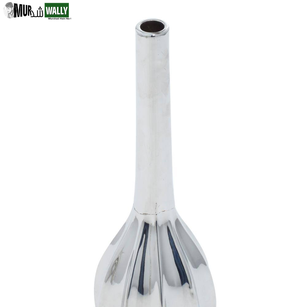 3 In., 12 In. Silver Slim Textured Bottleneck Ceramic Decorative Vase with Varying Patterns (Set of 3)