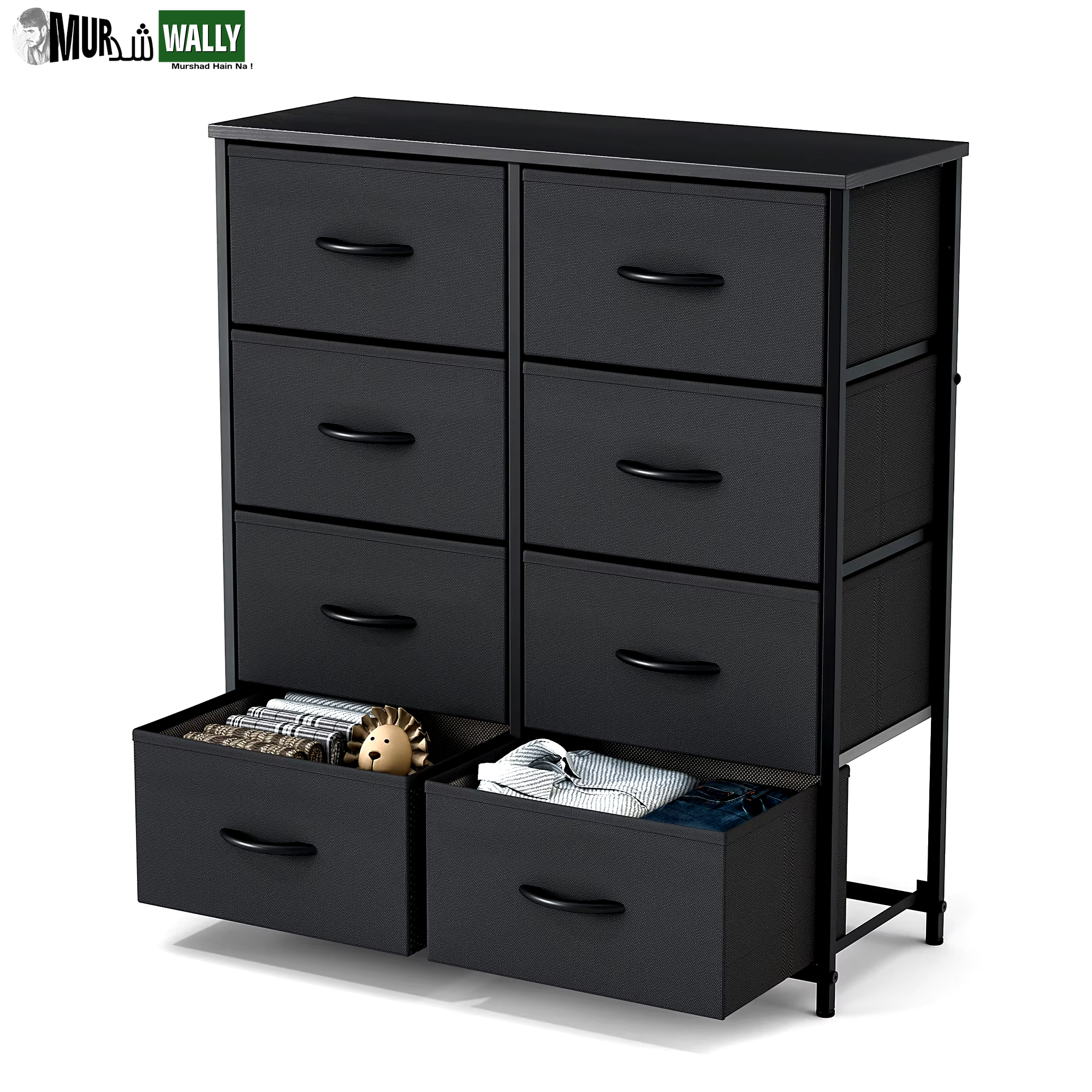 JHK Children'S Wardrobe for Bedroom with 8 Fabric Drawers Storage Cabinet Steel Frame Assembly Closet for Clothes Home Furniture