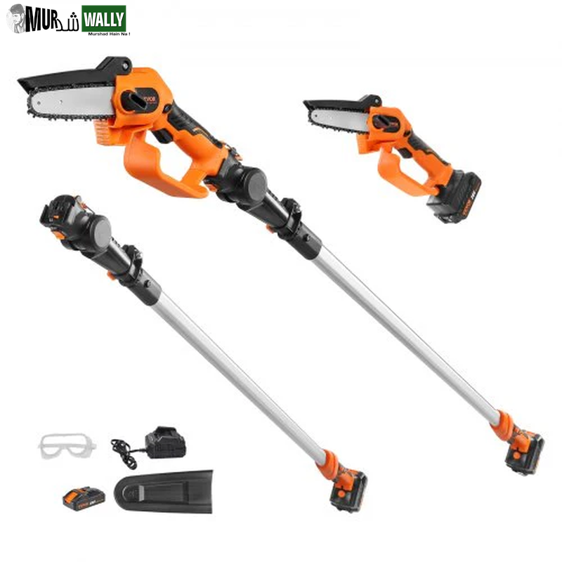 VEVOR 2-In-1 Cordless Pole Saw & Mini Chainsaw, 20V 4Ah Battery Pole Chainsaw, 5 Cutting Capacity 8 Ft Reach Pole Saw for Branch Cutting & Tree Trimming (Battery and Blade Cover Included)
