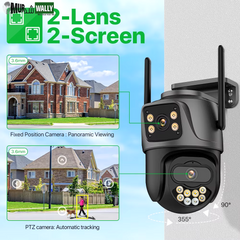 External Wifi PTZ Camera Dual Lens 4K 8MP HD Outdoor IP Camera 4MP Auto Tracking Security Protection CCTV Surveillance Icsee P2P