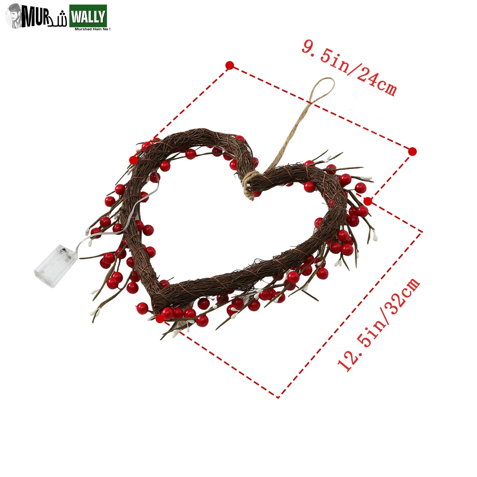 16 Inch Valentine'S Day Sign Luminous Love Heart Shape Wreath Garland with Lights Home Decorations Red Valentines Day Gifts