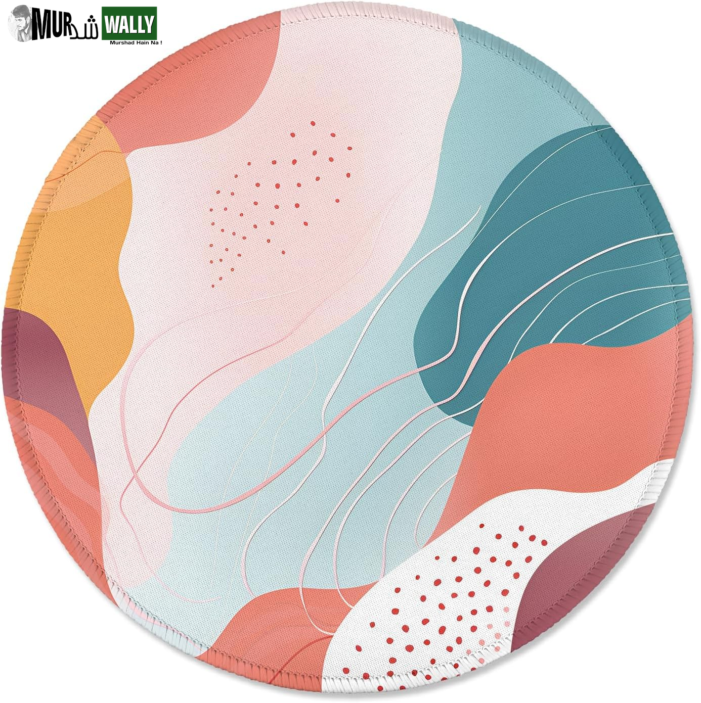 ITNRSIIET round Mouse Pad with Stitched Edge Premium-Textured Waterproof Non-Slip Rubber Base Desktop Protection Mat Diameter 8.7 Inches, Art Style Pattern