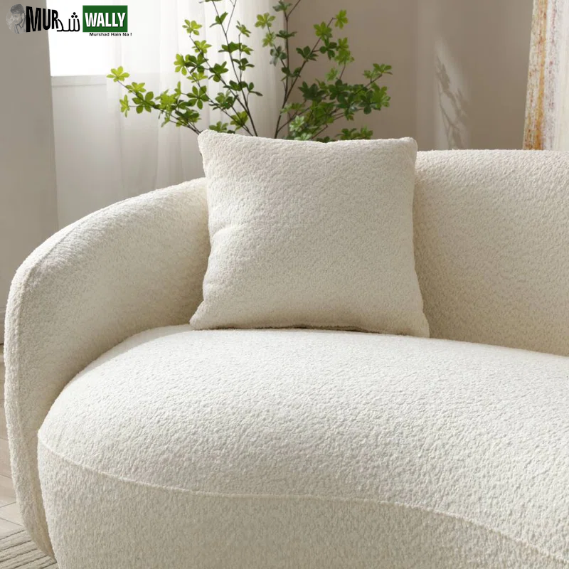 Yazgur 93.6'' Mid Century Modern Curved Living Room Sofa, 4-Seat Boucle Fabric Couch for Bedroom, Office, Apartment
