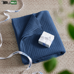 100% Cotton Blankets Twin-Xl Navy - Waffle Weave Blankets for All Seasons, 66X90 Inches