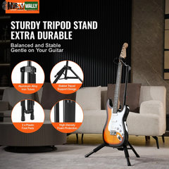 VEVOR Tripod Guitar Stand Floor-Standing Foldable 35.4-47.2 in Adjustable Height