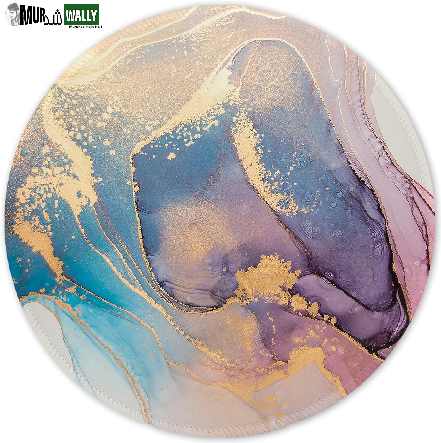 ITNRSIIET round Mouse Pad with Stitched Edge Premium-Textured Waterproof Non-Slip Rubber Base Desktop Protection Mat Diameter 8.7 Inches, Art Style Pattern