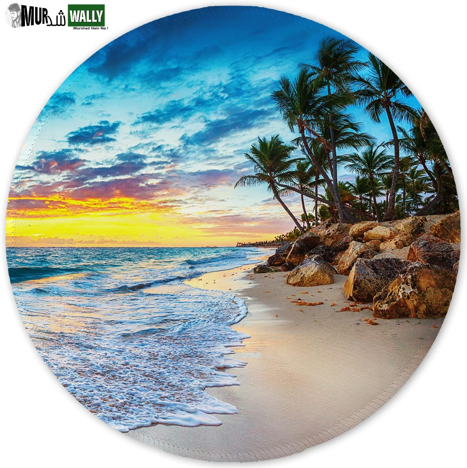 ITNRSIIET round Mouse Pad with Stitched Edge Premium-Textured Waterproof Non-Slip Rubber Base Desktop Protection Mat Diameter 8.7 Inches, Art Style Pattern