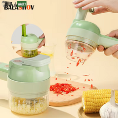 4In1 Electric Vegetable Cutter Set Handheld Wireless Electric Garlic Masher Food Chopper Meat Grinder Machine Food Peel Slice