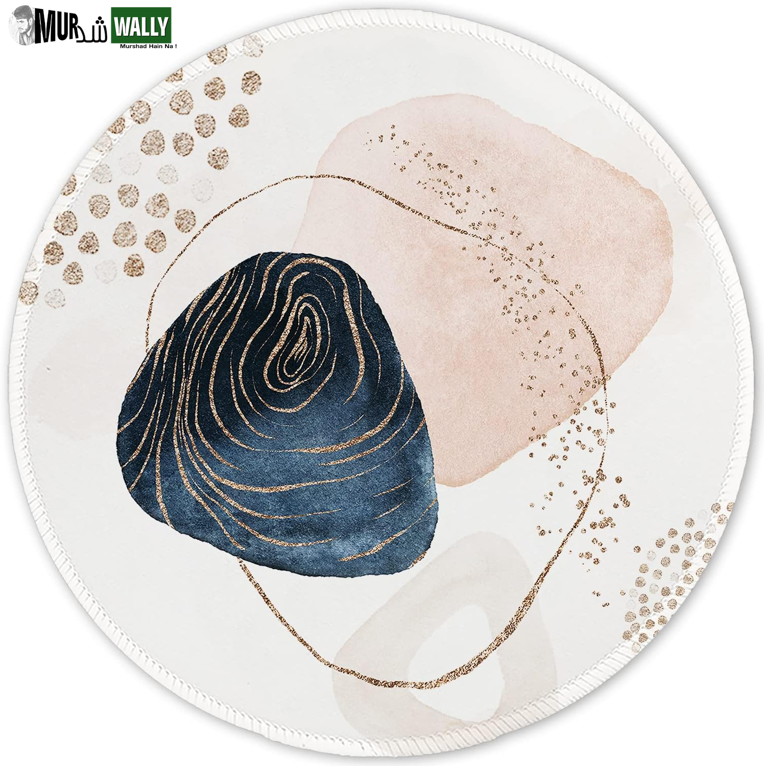 ITNRSIIET round Mouse Pad with Stitched Edge Premium-Textured Waterproof Non-Slip Rubber Base Desktop Protection Mat Diameter 8.7 Inches, Art Style Pattern