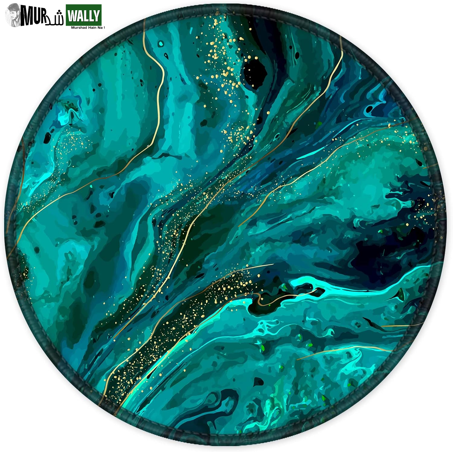 ITNRSIIET round Mouse Pad with Stitched Edge Premium-Textured Waterproof Non-Slip Rubber Base Desktop Protection Mat Diameter 8.7 Inches, Art Style Pattern
