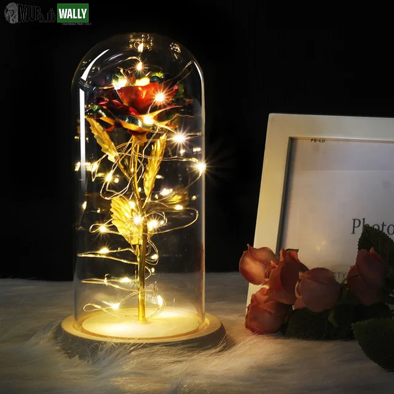 Beauty and the Beast Rose Rose in LED Glass Dome Forever Rose Red Rose Valentine'S Day Mother'S Day Special Romantic Gift