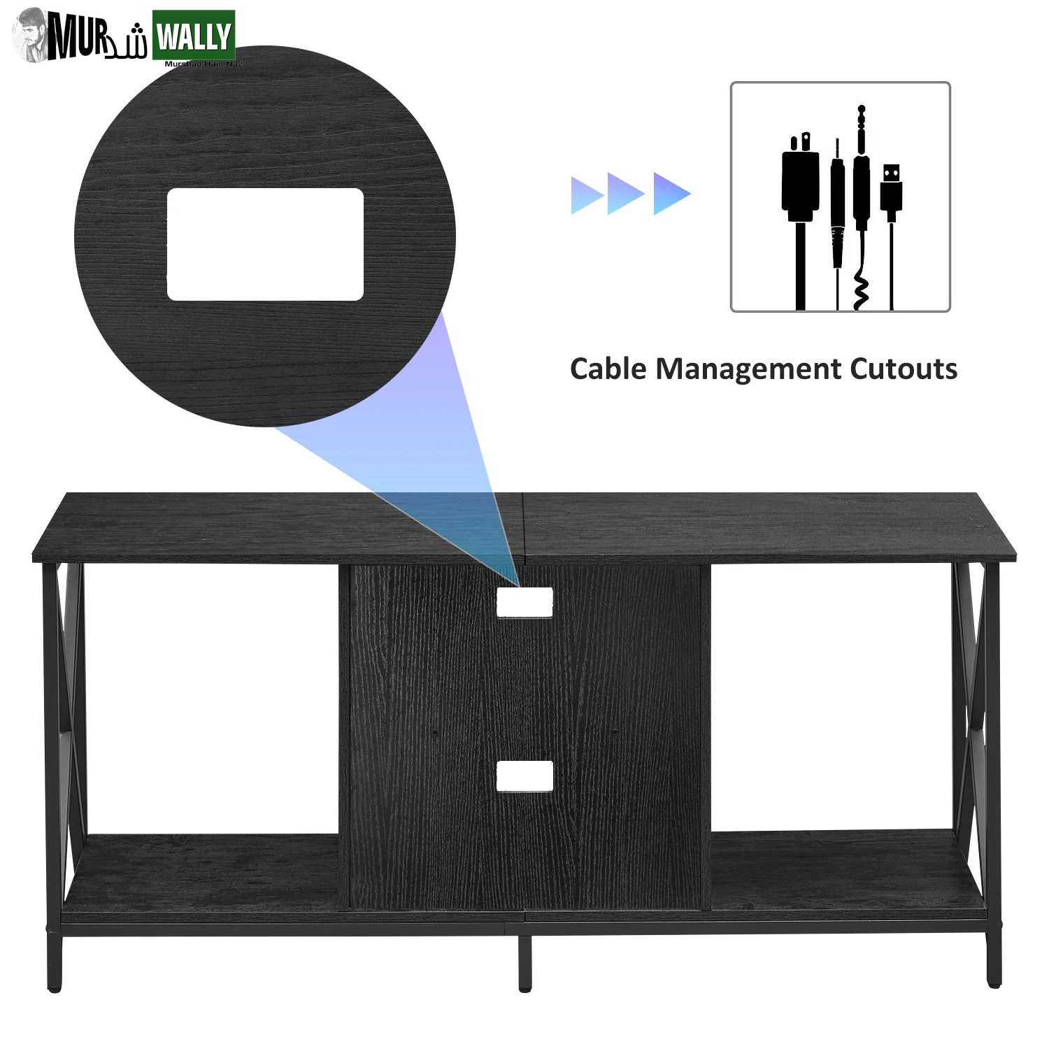 TV Stand for TV up to 65 Inches, TV Console Table with Led Lights & Power Outlets, Black