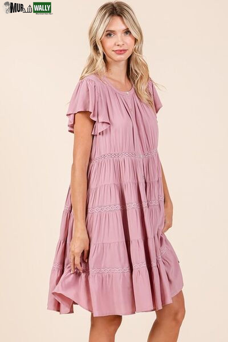 Mittoshop Lace Detail Ruffled Button down Tiered Dress