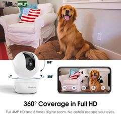 Dog Camera, 3.5K/6MP 360° Pan/Tilt 2.4G Wifi Indoor Camera for Pet/Baby/Home Security with Phone App, 2-Way Audio/Ai Human/Sound/Motion Detection, Night Vision, Support Alexa/Max 512G TF