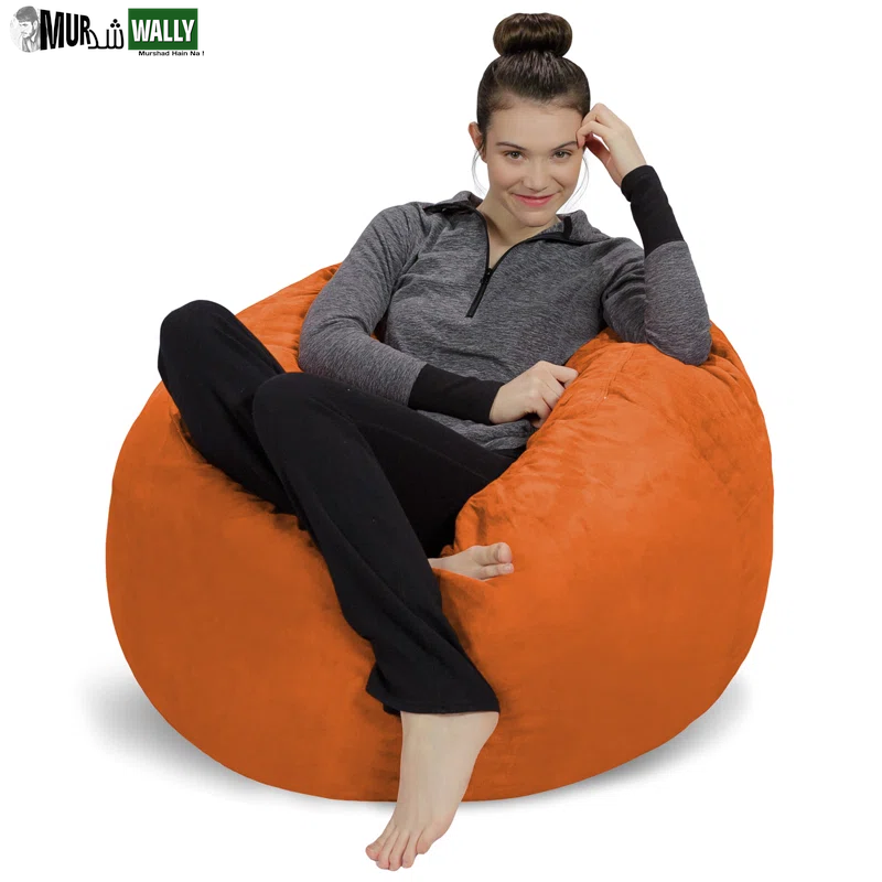 Bean Bag Chair - 3 Ft Shredded Foam Filled round Pouf Chair - Plush, Ultra Soft Memory Foam Filled Bean Bag Chair with Microsuede Cover - Stuffed Foam Filled Furniture and Accessories for Dorm Room