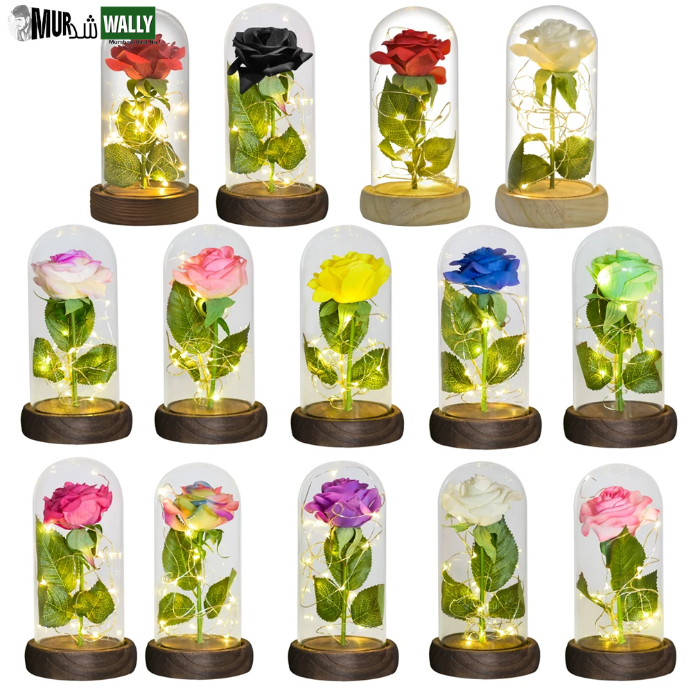 Gifts for Her Beauty and the Beast Eternal Rose in Glass Dome Artificial Forever Flower LED Light Mothers Day Gifts for Women