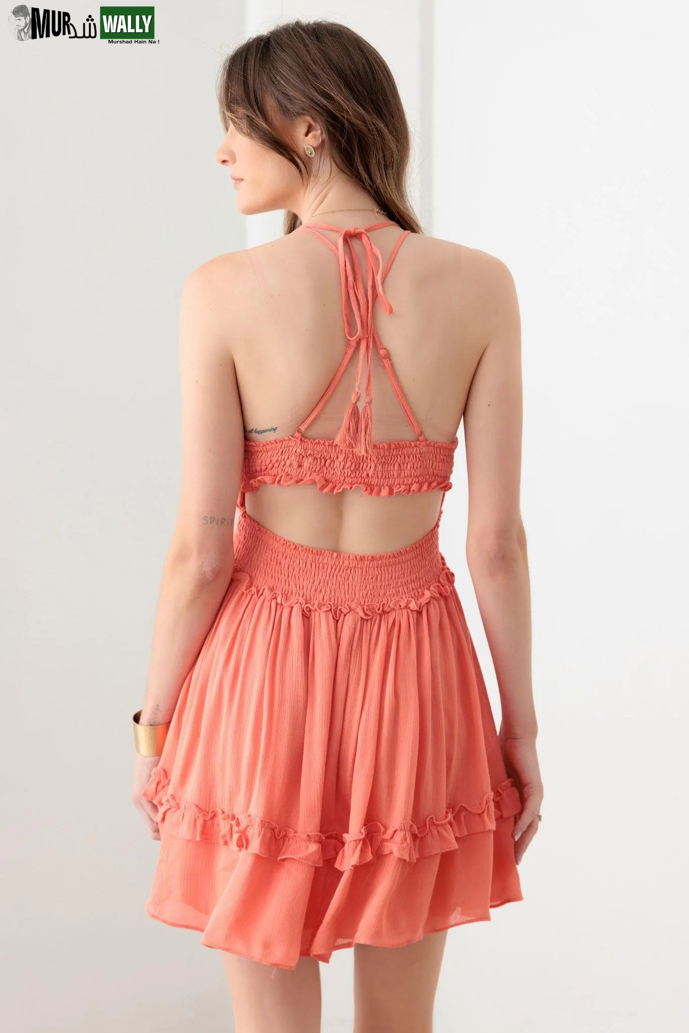 Lace Open Back Ruffle Tiered Dress