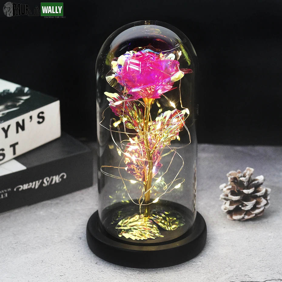 Beauty and the Beast Rose Rose in LED Glass Dome Forever Rose Red Rose Valentine'S Day Mother'S Day Special Romantic Gift